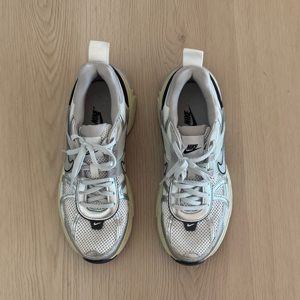 Nike V2K Runner Metallic Silver and Black Running Shoes